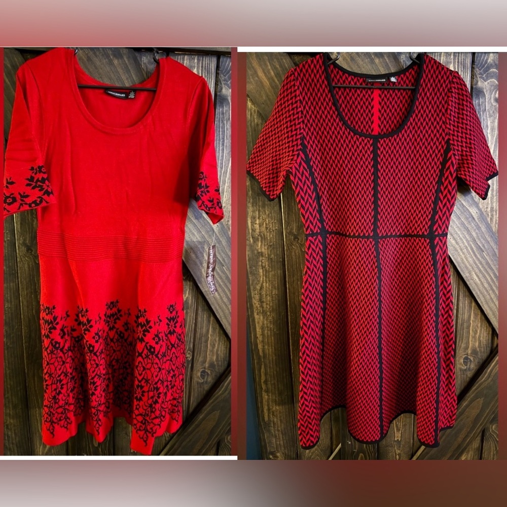 NinaLeonard Alexander McQueen Red and Black Midi Dress